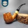 Mina Pipes Smooth Bent Billiard w/ Boxwood Estate Briar Pipe, Unsmoked, 9mm