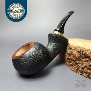 Mina Pipes Sandblasted Blowfish w/ Brass Estate Briar Pipe, Unsmoked