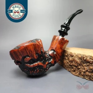 Nording Moss Partially Rusticated Freehand Estate Briar Pipe, Unsmoked