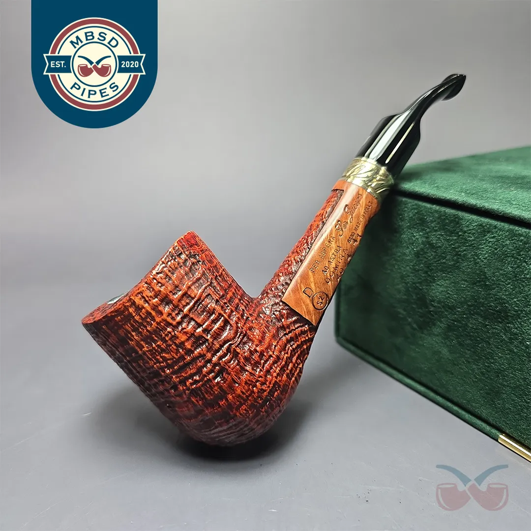 Ser Jacopo Domina 2024 S2 D Sandblasted Bent Billiard Estate Briar Pipe, Unsmoked