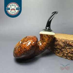 C-Pipe Smooth Reverse Calabash Mushroom w/ Ivorite Handmade Briar Pipe, New