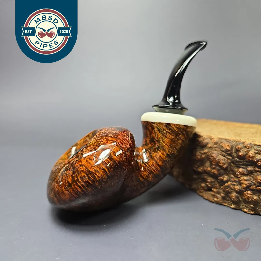 C-Pipe Smooth Reverse Calabash Mushroom w/ Ivorite Handmade Briar Pipe, New