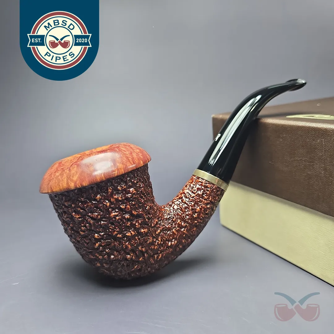 Rinaldo Lithos YY Megas Magnum Rusticated Calabash Estate Briar Pipe, Unsmoked