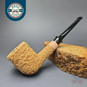 Pipe Tristan Natural Granite Rusticated Billiard w/ Durat Handmade Briar Pipe, New