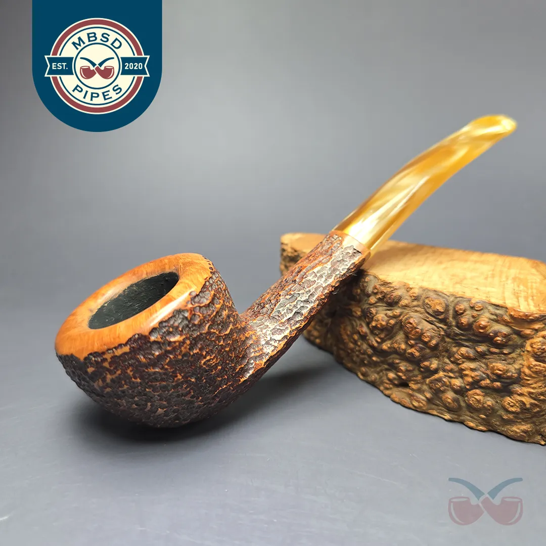 Sir Vickie by Savinelli Partially Rusticated Pot Estate Briar Pipe, Unsmoked