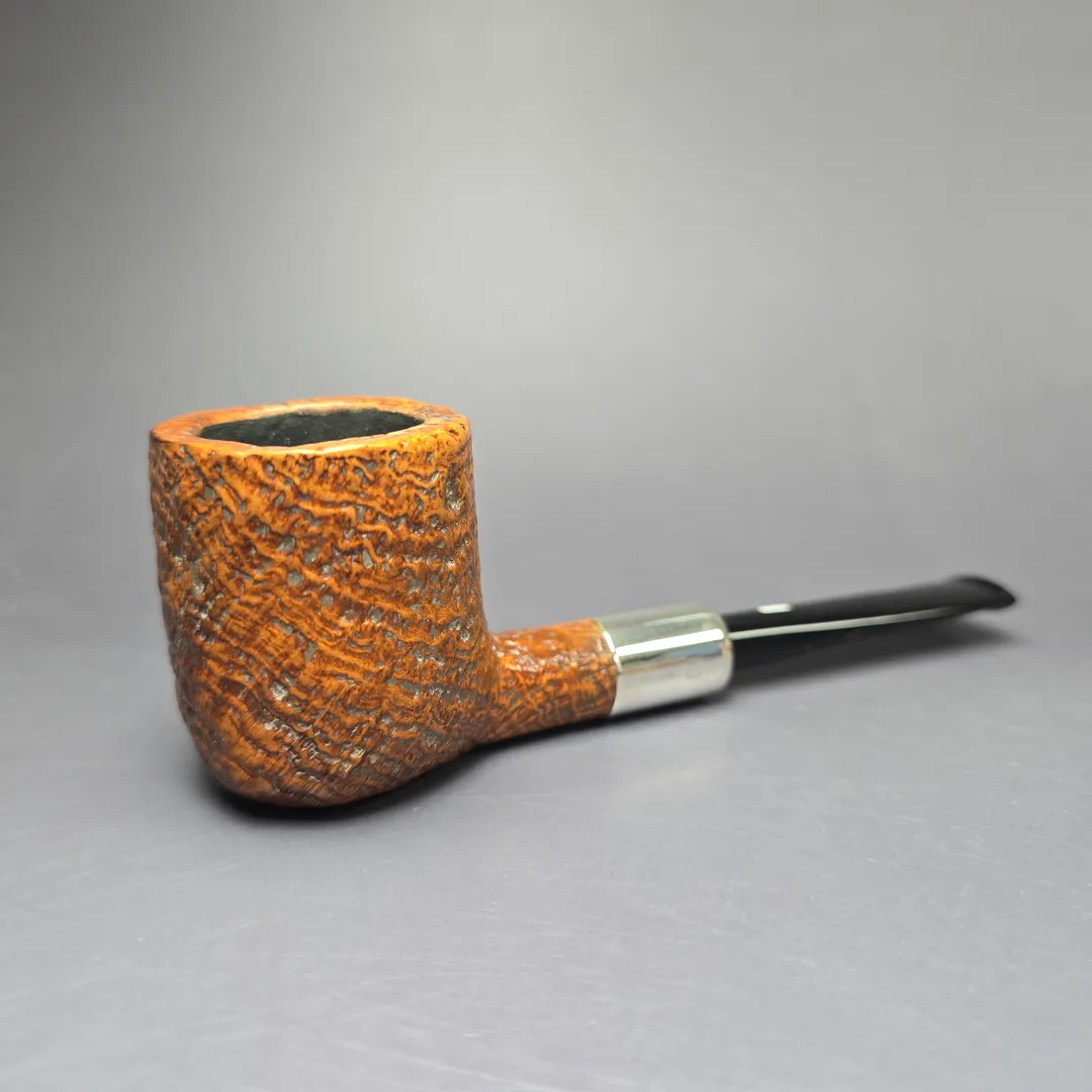 Castello Pre-1982 Old Antiquari 3K Sandblasted Billiard w/ Silver Estate Briar Pipe, Italian Estates - Image 2