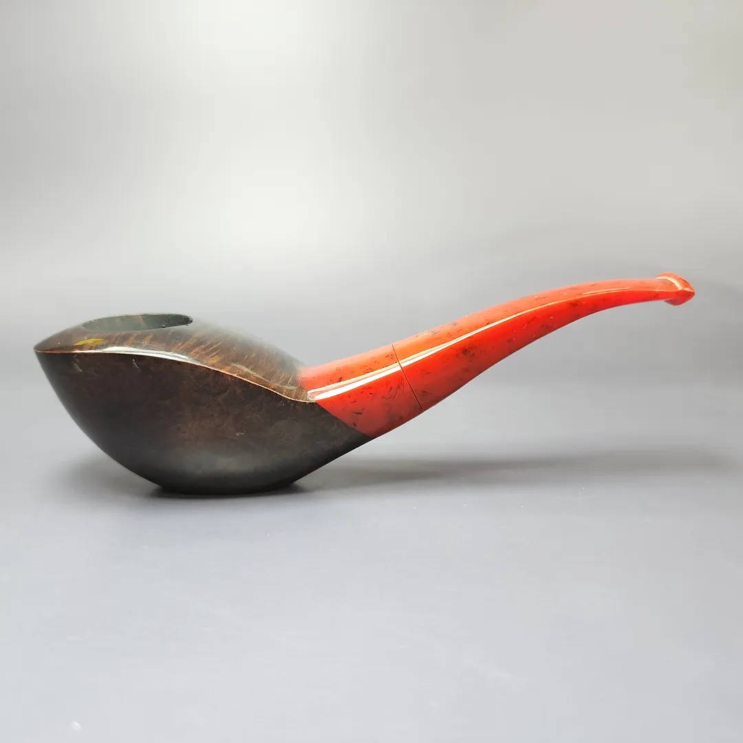 Unknown Smooth Scoop w/ Acrylic Estate Briar Pipe, French Estates - Image 2