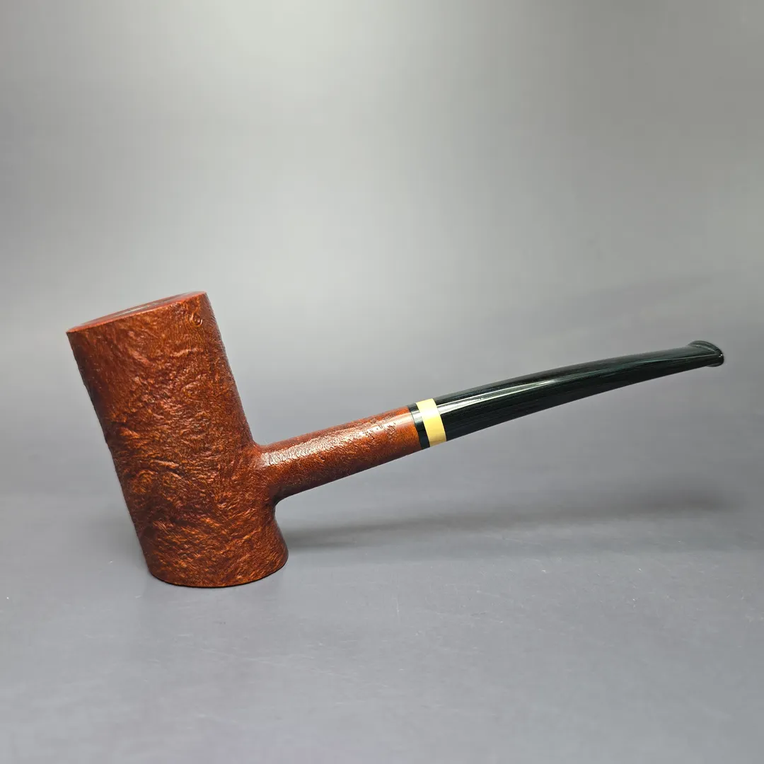 Herriot Pipes Partially Sandblasted Poker w/ Boxwood Handmade Briar Pipe, New - Image 2