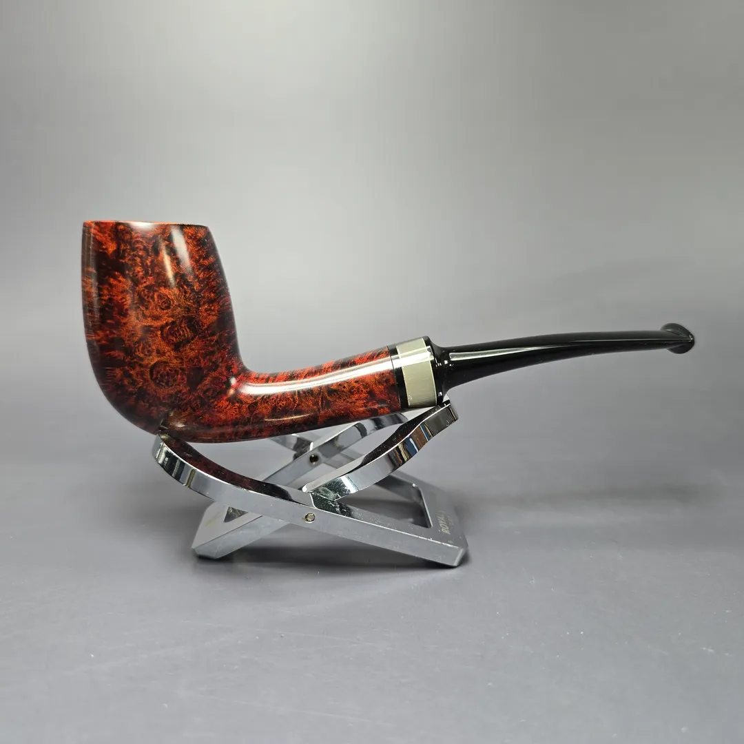 Bruno Nuttens Hand Made Smooth Egg w/ Horn (A) Handmade Briar Pipe, New - Image 2