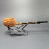 C-Pipe Partially Rusticated Prince w/ Bamboo Handmade Briar Pipe, New - Image 2