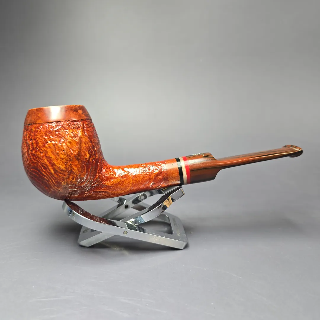Germanus XL Sandblasted Apple w/ Acrylic Estate Briar Pipe, Unsmoked, 9mm - Image 2
