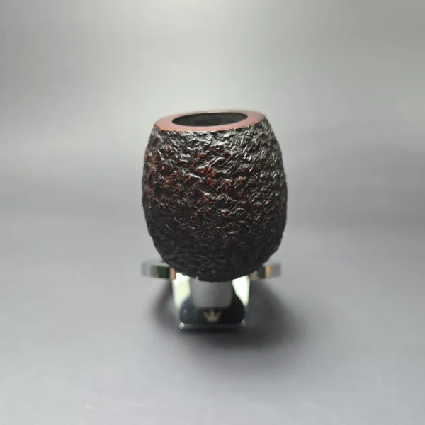 Elwood (Ferndown) Partially Rusticated Apple w/ Silver Estate Briar Pipe, English Estates, 9mm - Image 3