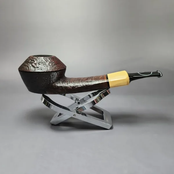 Mina Pipes Sandblasted Wide Shank Bulldog w/ Boxwood Estate Briar Pipe Unsmoked - Image 3