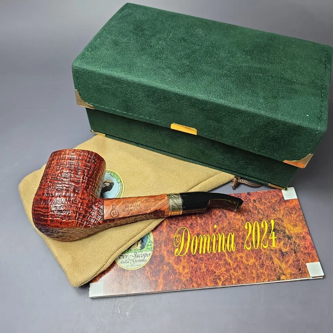 Ser Jacopo Domina 2024 S2 D Sandblasted Bent Billiard Estate Briar Pipe, Unsmoked - Image 3