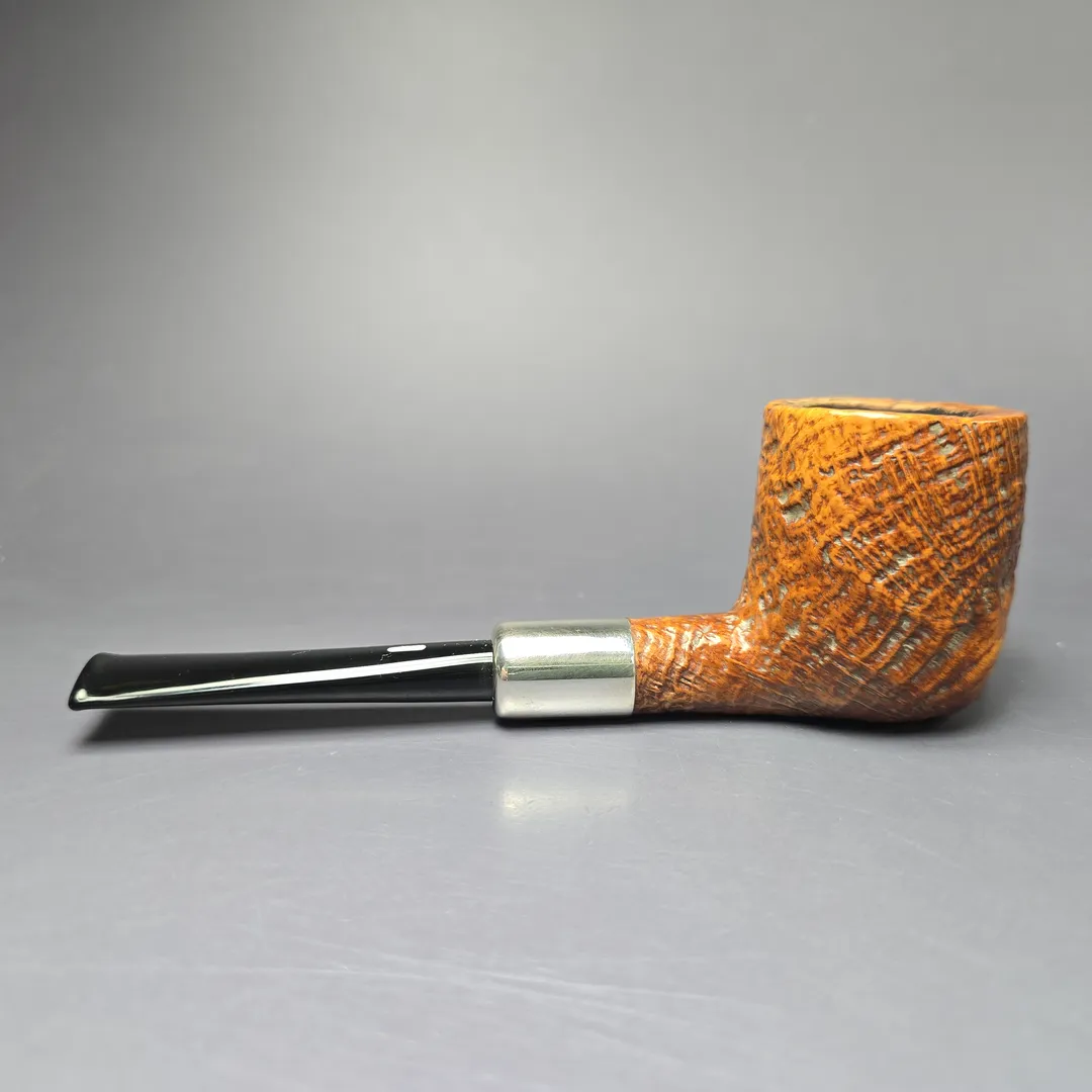 Castello Pre-1982 Old Antiquari 3K Sandblasted Billiard w/ Silver Estate Briar Pipe, Italian Estates - Image 4