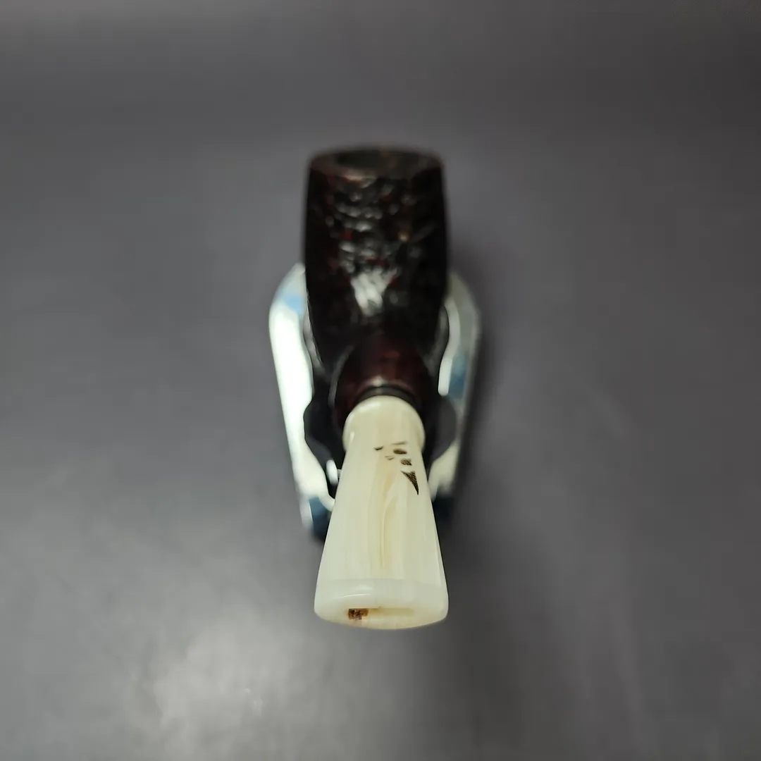 Jolly Roger Tortuga by Roger Wallenstein Sandblasted Estate Briar Pipe, German Estates 9mm - Image 5