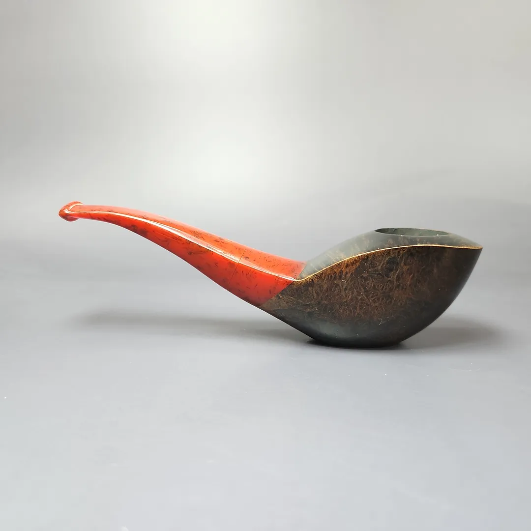 Unknown Smooth Scoop w/ Acrylic Estate Briar Pipe, French Estates - Image 4