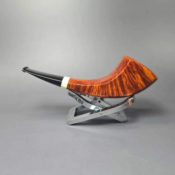 Emilano Smooth Olifant Horn w/ Fossilized Mammoth Ivory Handmade Briar Pipe, New - Image 5