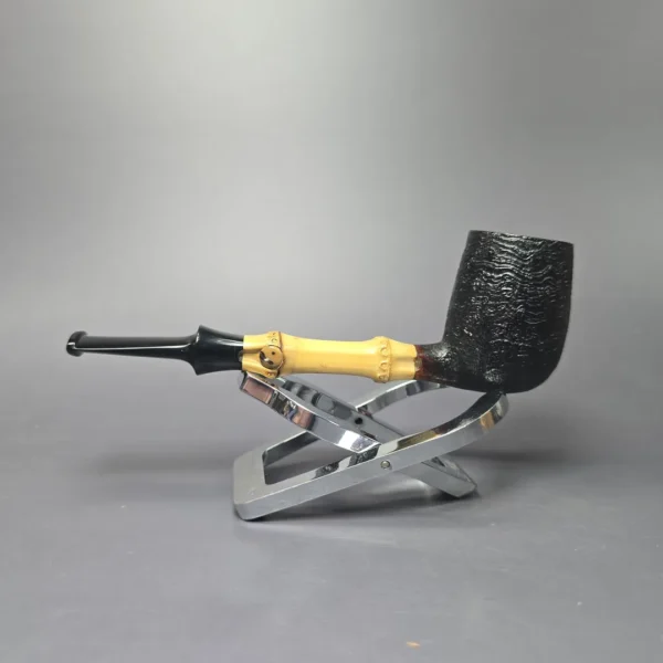 Emiliano Sandblasted Billiard w/ Bamboo & Jupati Handmade Briar Pipe, New - Image 4