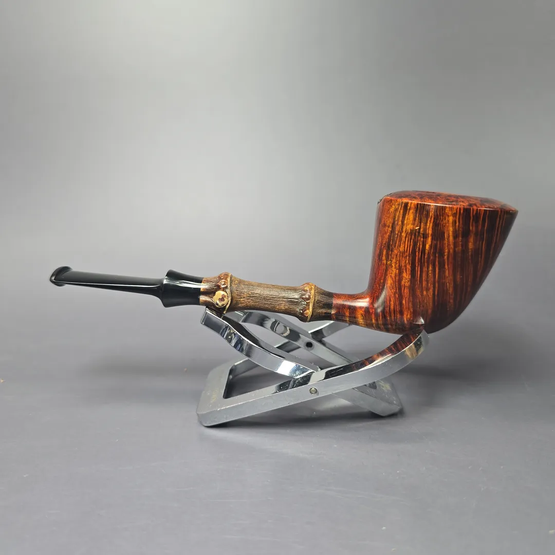 Emiliano Smooth Dublin w/ Black Bamboo & Jupati Handmade Briar Pipe, New - Image 4