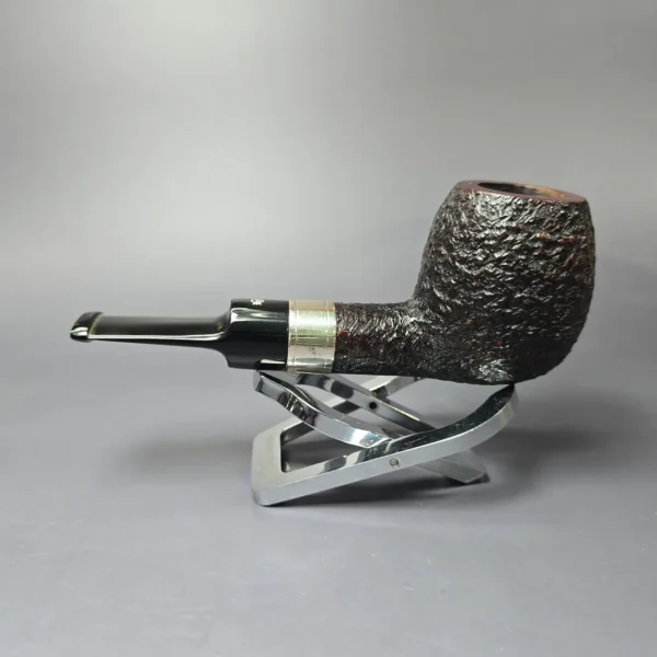 Elwood (Ferndown) Partially Rusticated Apple w/ Silver Estate Briar Pipe, English Estates, 9mm - Image 4