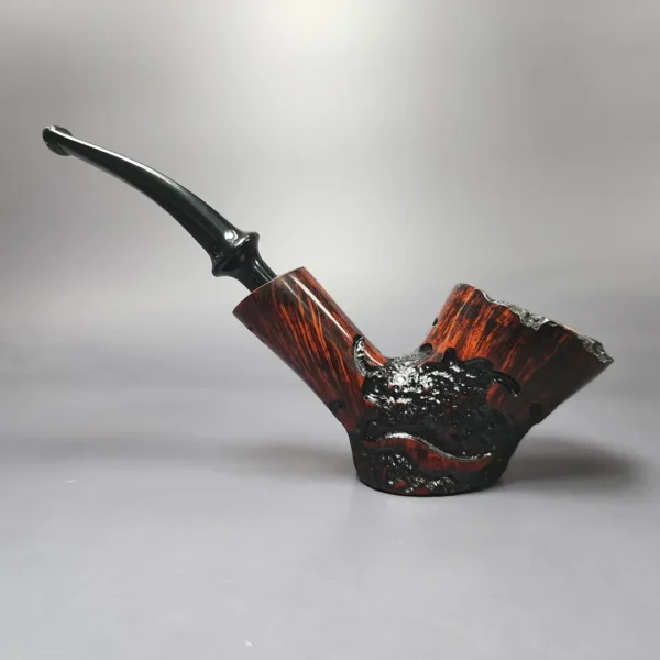 Nording Moss Partially Rusticated Freehand Sitter Estate Briar Pipe, Unsmoked - Image 4