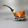 Mina Pipes Smooth Bent Billiard w/ Boxwood Estate Briar Pipe, Unsmoked, 9mm - Image 4