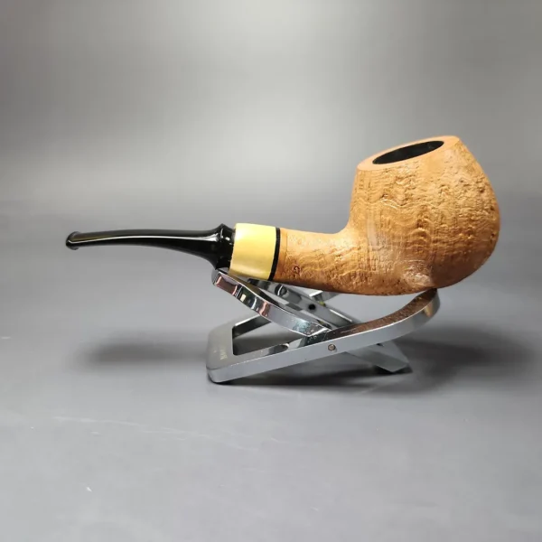 Mina Pipes Natural Sandblasted Author w/ Boxwood Estate Briar Pipe, Unsmoked - Image 4