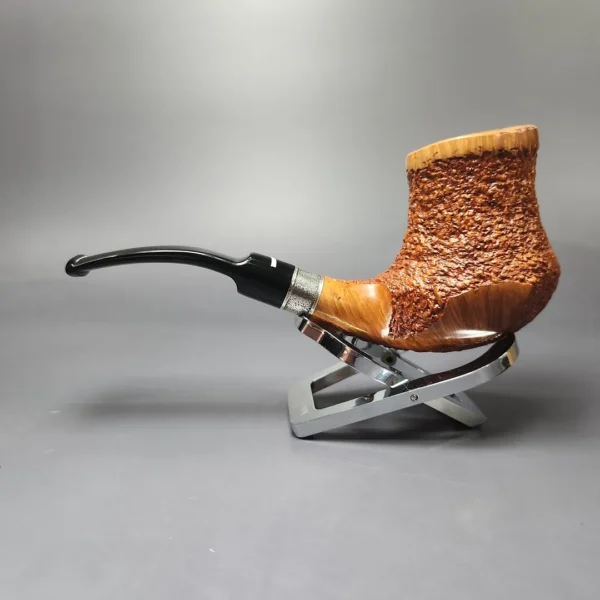 Don Carlos XL Partially Rusticated Brandy w/ Silver Estate Briar Pipe, Unsmoked - Image 4