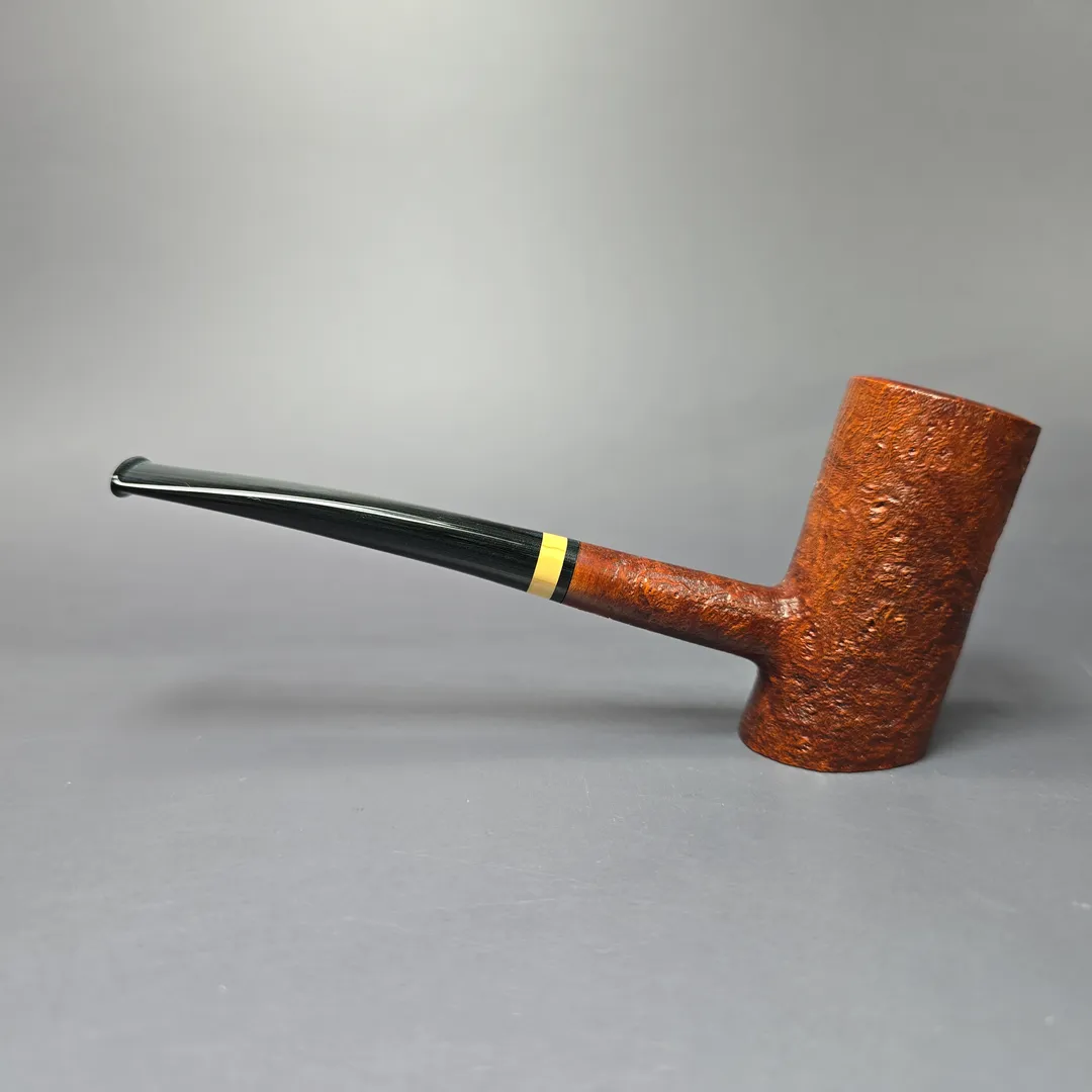 Herriot Pipes Partially Sandblasted Poker w/ Boxwood Handmade Briar Pipe, New - Image 4