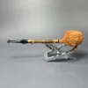 C-Pipe Partially Rusticated Prince w/ Bamboo Handmade Briar Pipe, New - Image 4