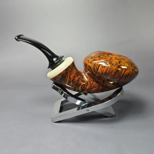 C-Pipe Smooth Reverse Calabash Mushroom w/ Ivorite Handmade Briar Pipe, New - Image 4