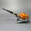 C-Pipe Smooth Tomato w/ Bamboo Handmade Briar Pipe, New - Image 4