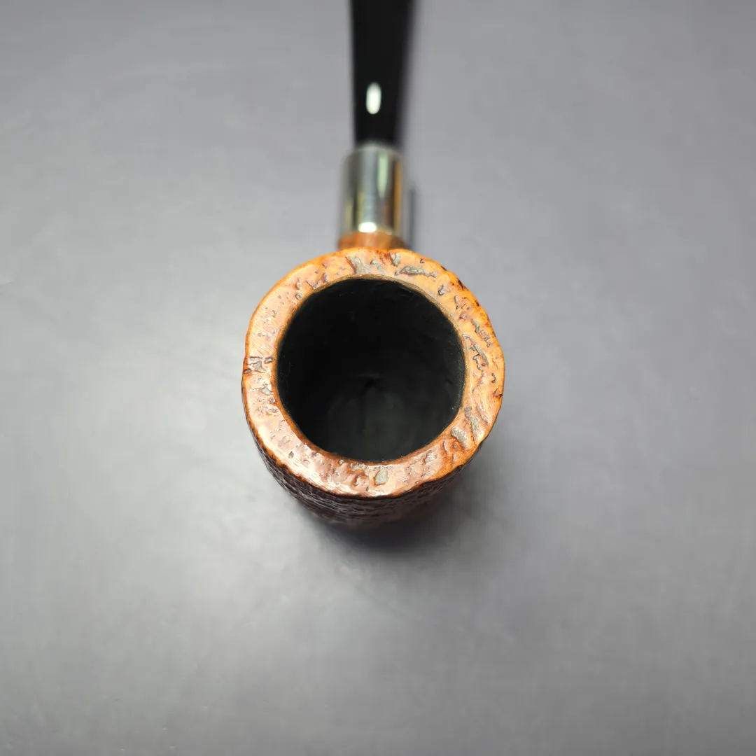 Castello Pre-1982 Old Antiquari 3K Sandblasted Billiard w/ Silver Estate Briar Pipe, Italian Estates - Image 5