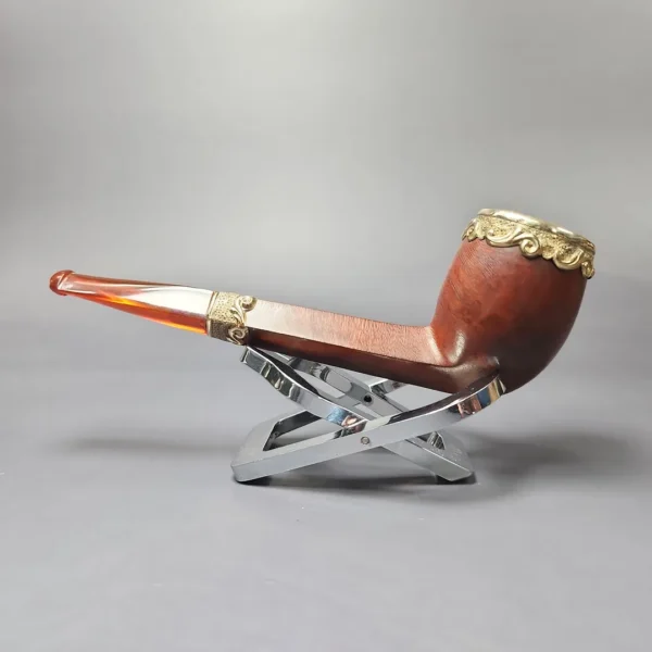 19th c. CPF Best Make Smooth Liverpool w/ Amber Estate Briar Pipe, Unsmoked - Image 5