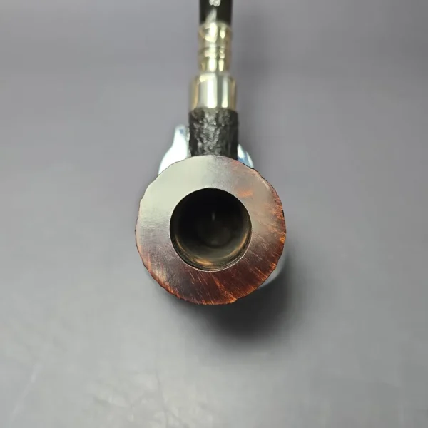 Elwood (Ferndown) Rusticated Zulu w/ Silver Spigot Estate Briar Pipe, English Estates, 9mm - Image 5