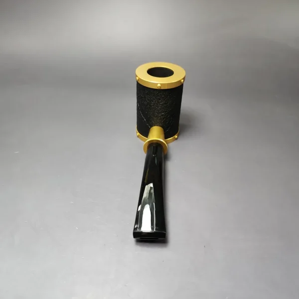 Tsuge Yoroi Metal Tankard Gold Sandblasted Poker Estate Briar Pipe, Unsmoked, 9mm - Image 5