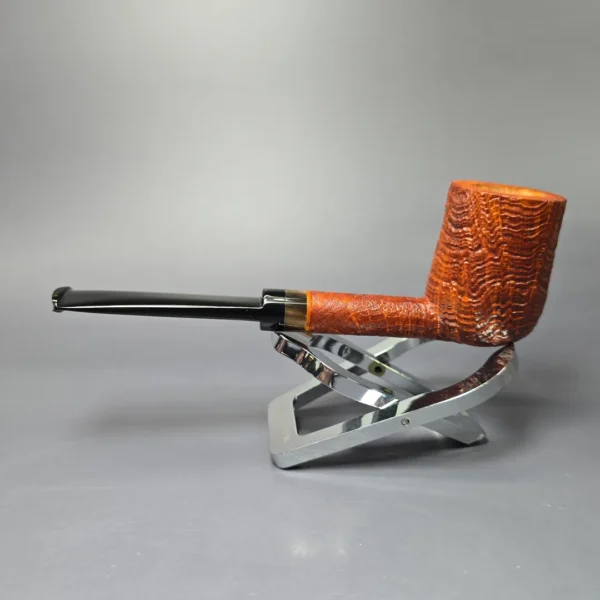 Christophe Wolff "Karamel" Sandblasted Billiard w/ Horn Handmade Briar Pipe, New - Image 5