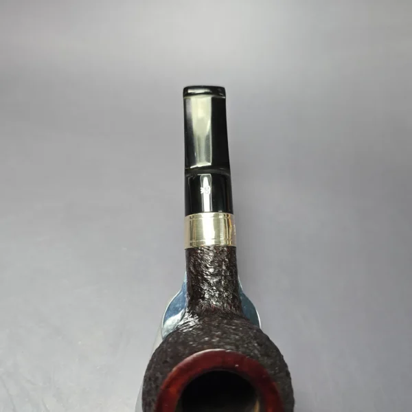 Elwood (Ferndown) Partially Rusticated Apple w/ Silver Estate Briar Pipe, English Estates, 9mm - Image 6