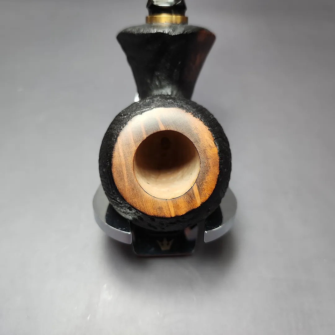 Mina Pipes Sandblasted Blowfish w/ Brass Estate Briar Pipe, Unsmoked - Image 6