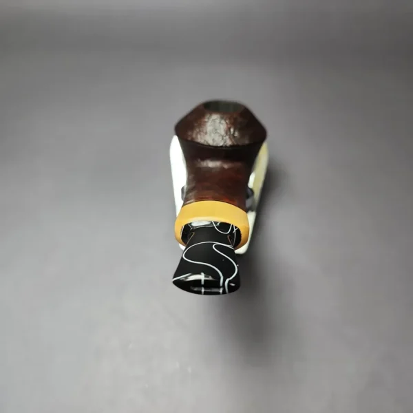 Mina Pipes Sandblasted Wide Shank Bulldog w/ Boxwood Estate Briar Pipe Unsmoked - Image 6