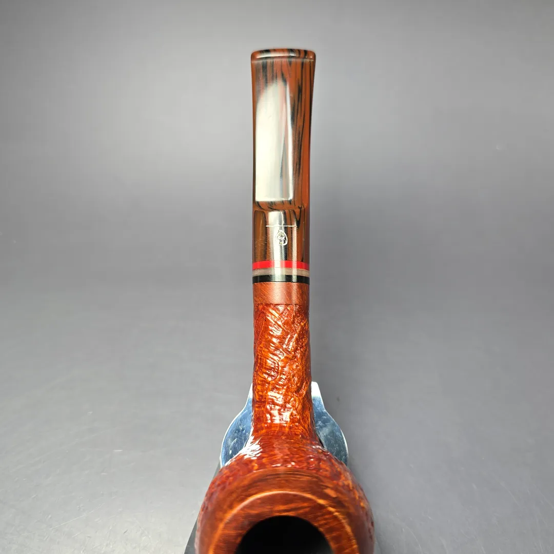 Germanus XL Sandblasted Apple w/ Acrylic Estate Briar Pipe, Unsmoked, 9mm - Image 6