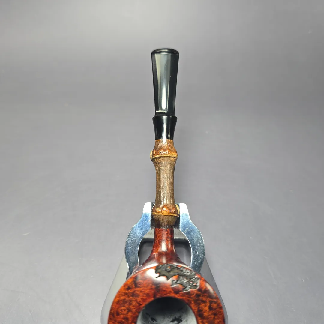 Emiliano Smooth Dublin w/ Black Bamboo & Jupati Handmade Briar Pipe, New - Image 7