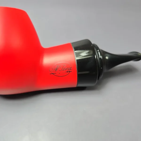 Al Pascia Curvy Red 02 Smooth Apple Reverse Calabash Estate Pipe, Unsmoked, 9mm - Image 7