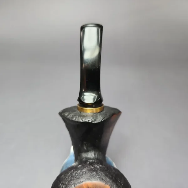 Mina Pipes Sandblasted Blowfish w/ Brass Estate Briar Pipe, Unsmoked - Image 7