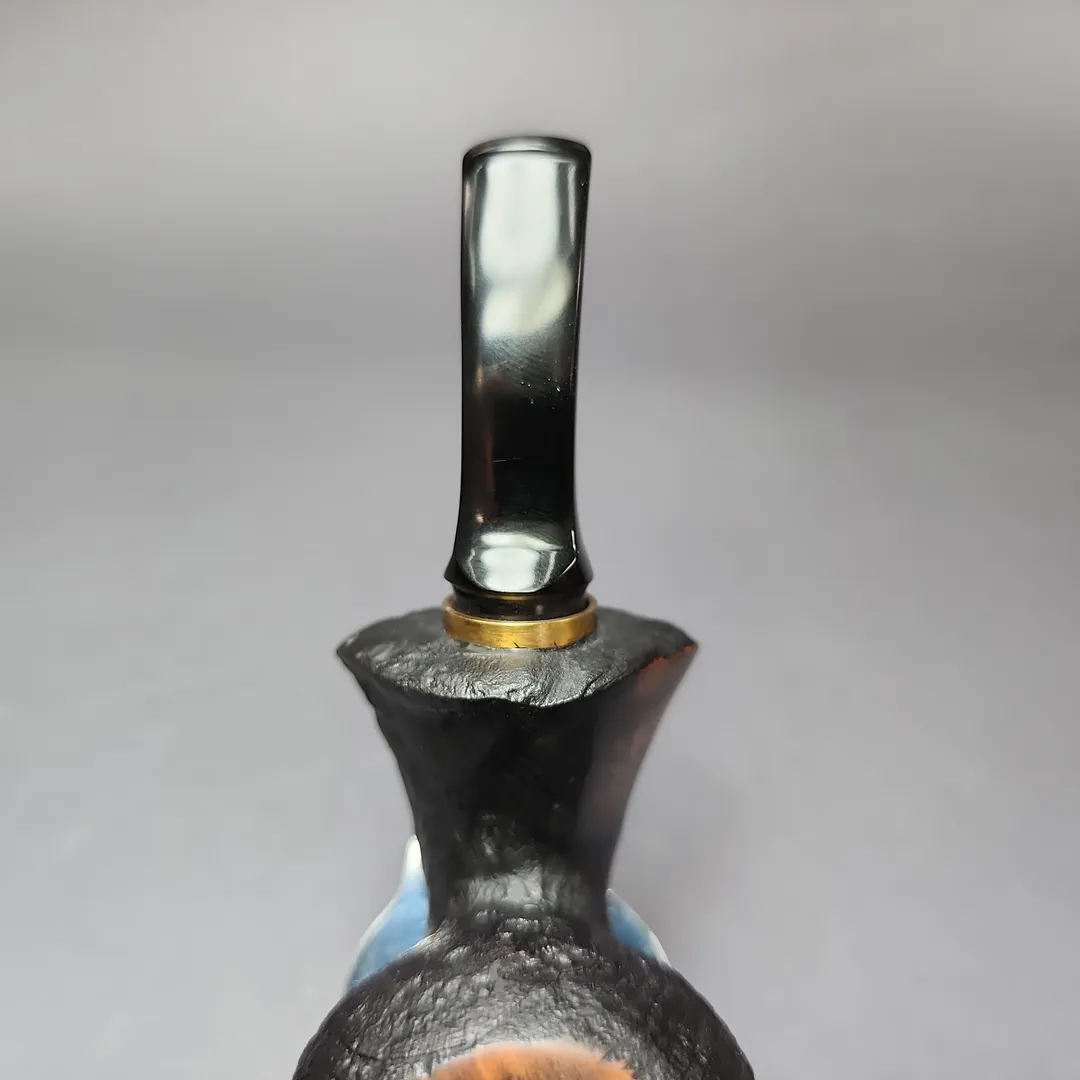 Mina Pipes Sandblasted Blowfish w/ Brass Estate Briar Pipe, Unsmoked - Image 7