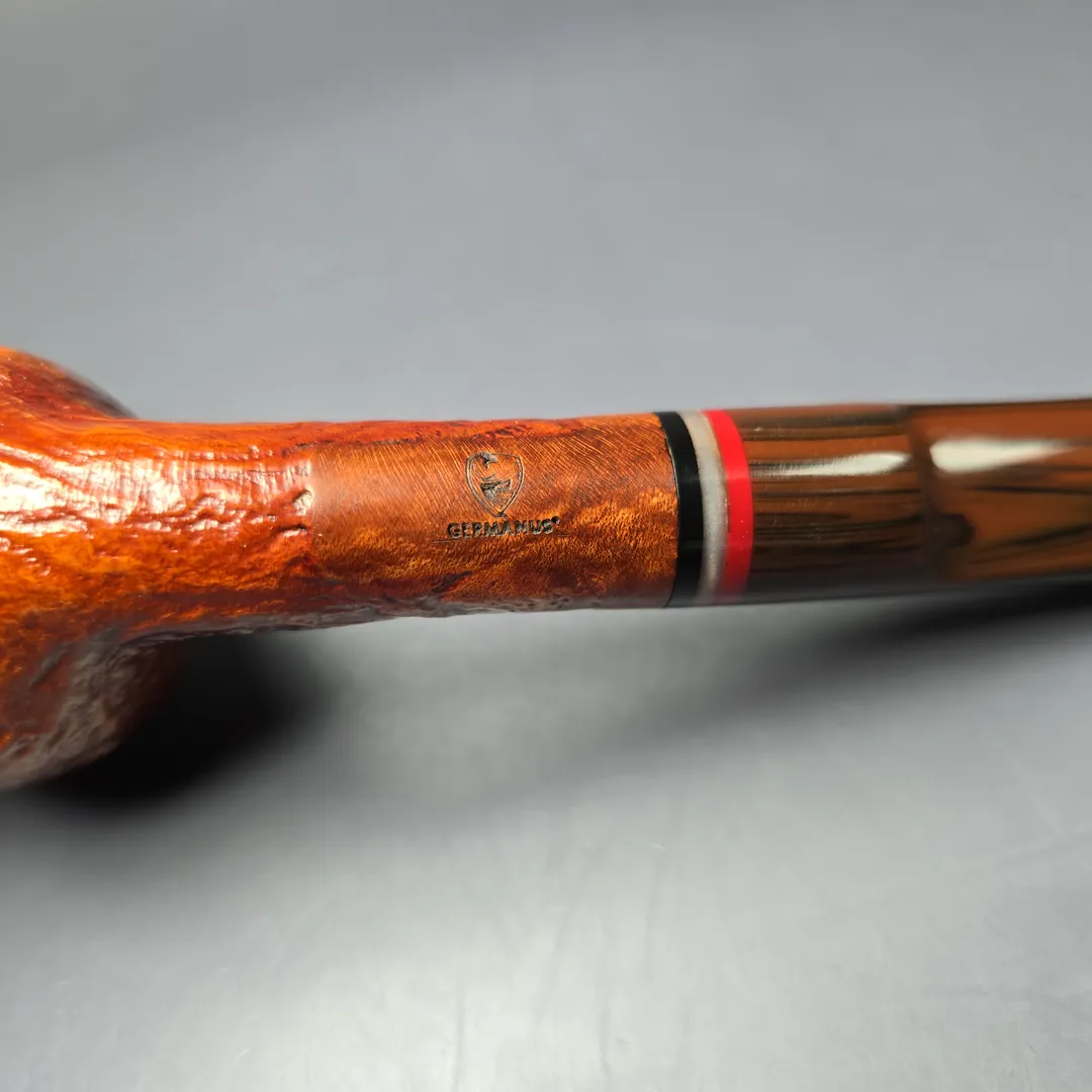 Germanus XL Sandblasted Apple w/ Acrylic Estate Briar Pipe, Unsmoked, 9mm - Image 7