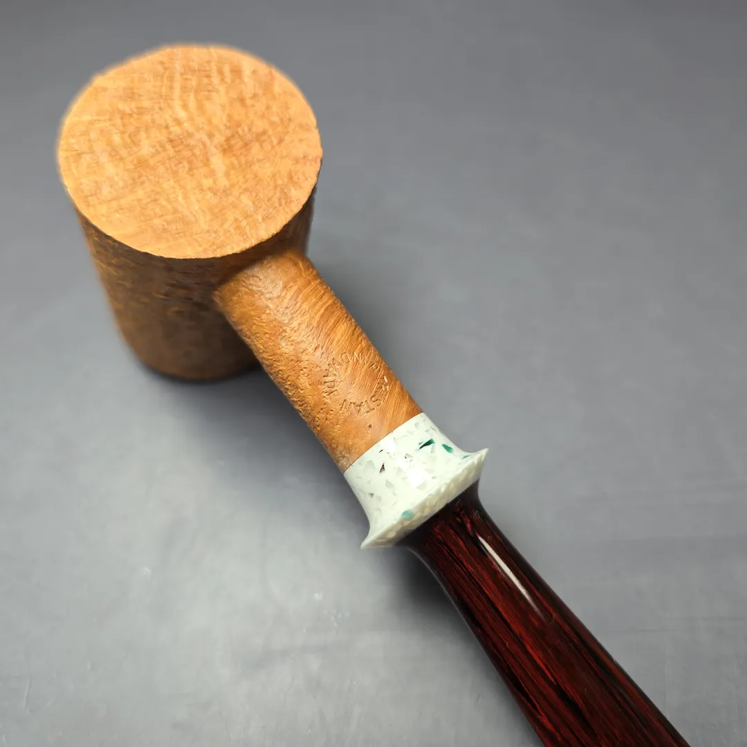 Pipe Tristan Tan Sandblasted Poker w/ Durat Handmade Briar Pipe, New - Image 7