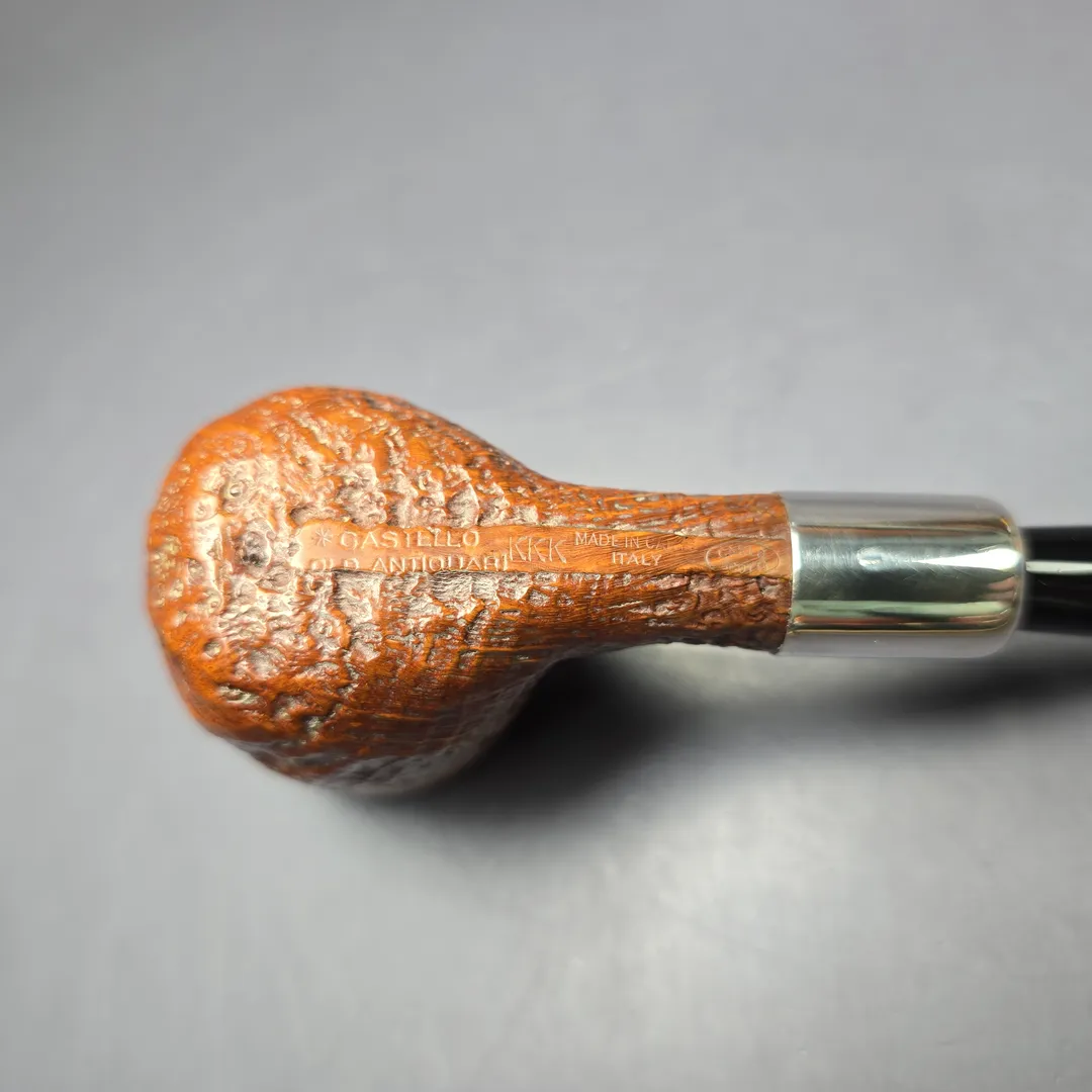 Castello Pre-1982 Old Antiquari 3K Sandblasted Billiard w/ Silver Estate Briar Pipe, Italian Estates - Image 8