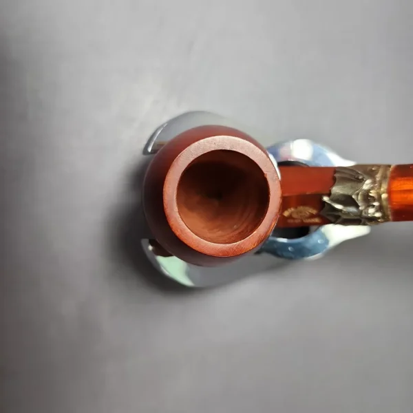 19th c. CPF Best Make Real Amber Bent Bulldog Estate Briar Pipe, Unsmoked - Image 8